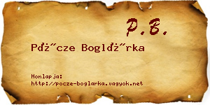 Pöcze Boglárka névjegykártya